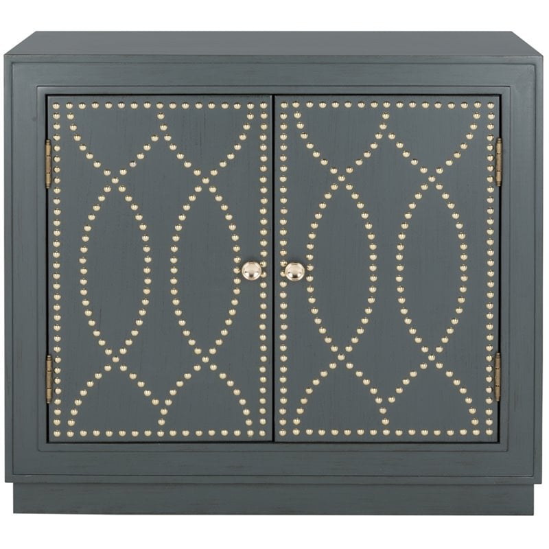 Safavieh Yuna Accent Chest in Steel Teal and Gold