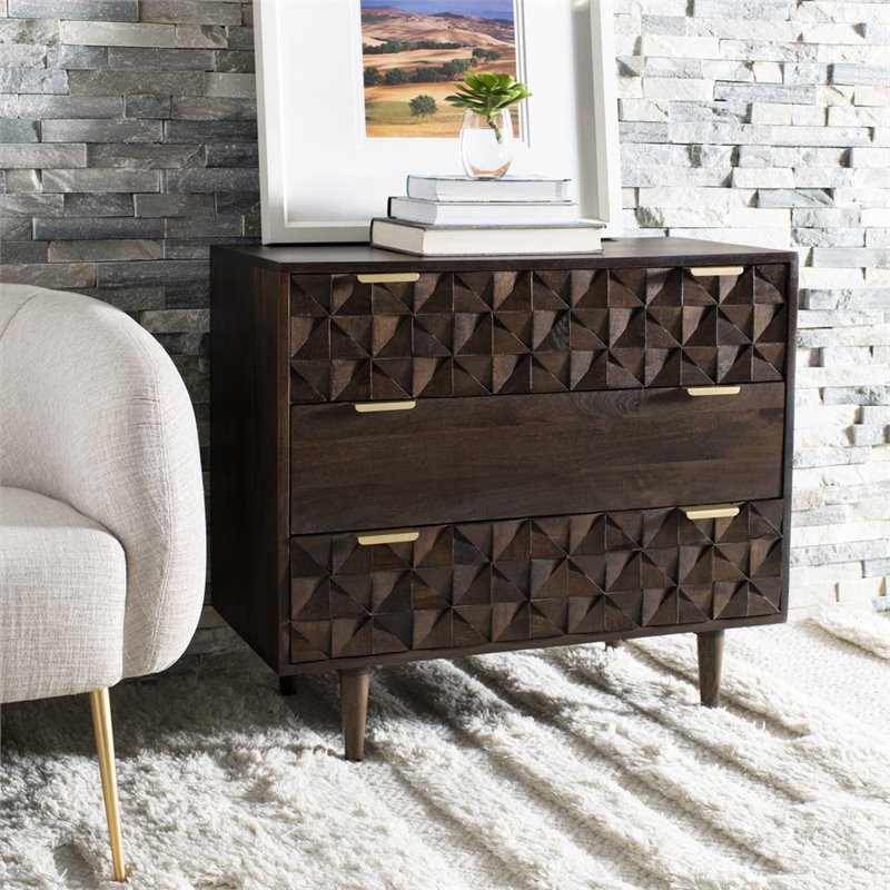 Safavieh Zinnia 3 Drawer Accent Chest in Walnut