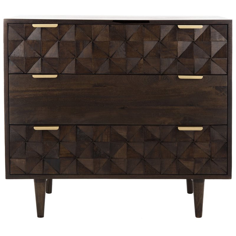 Safavieh Zinnia 3 Drawer Accent Chest in Walnut