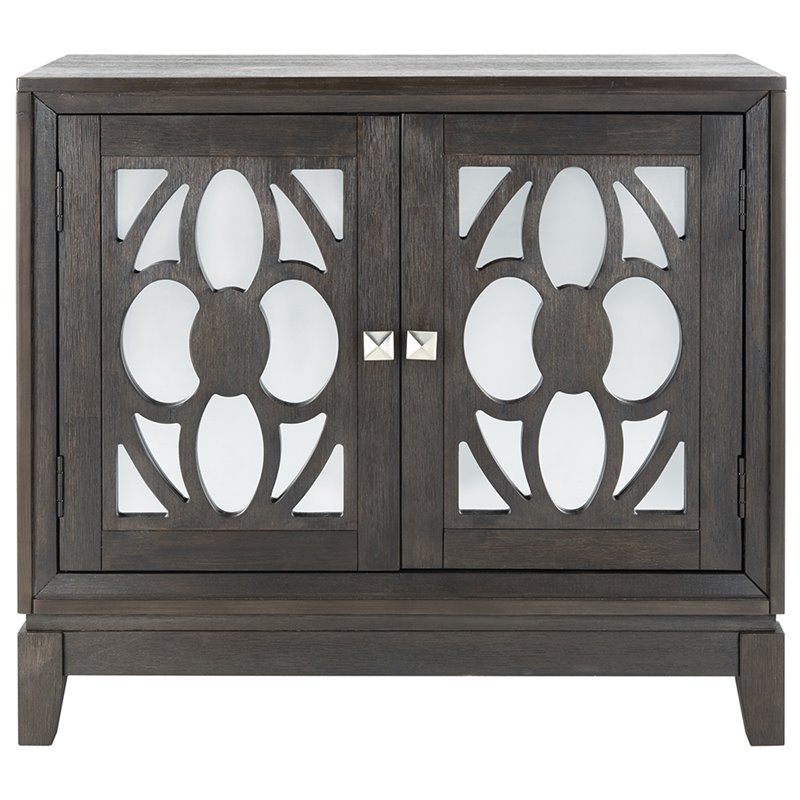 Safavieh Shannon Mirrored Accent Chest in Gray Wash and Walnut