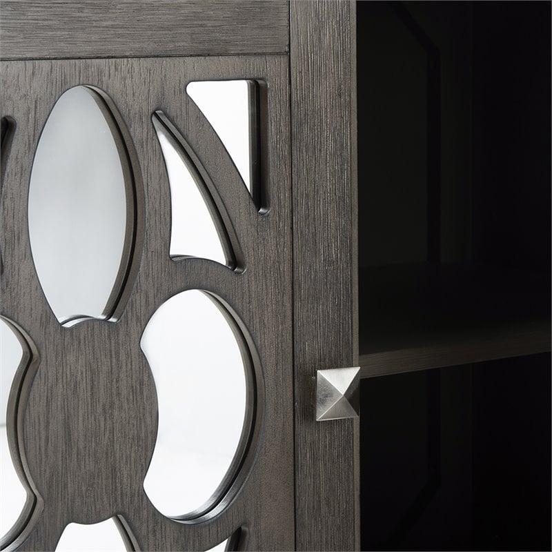 Safavieh Shannon Mirrored Accent Chest in Gray Wash and Walnut