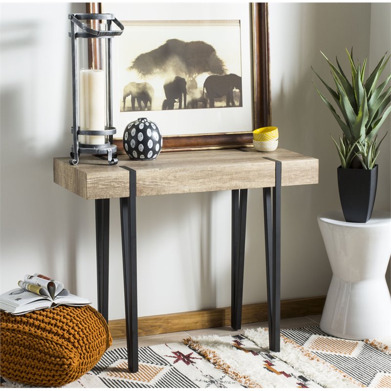safavieh alyssa console table in natural and black