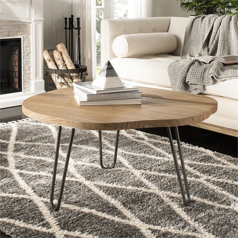 Safavieh Dale Free Edge Coffee Table in Weathered Oak