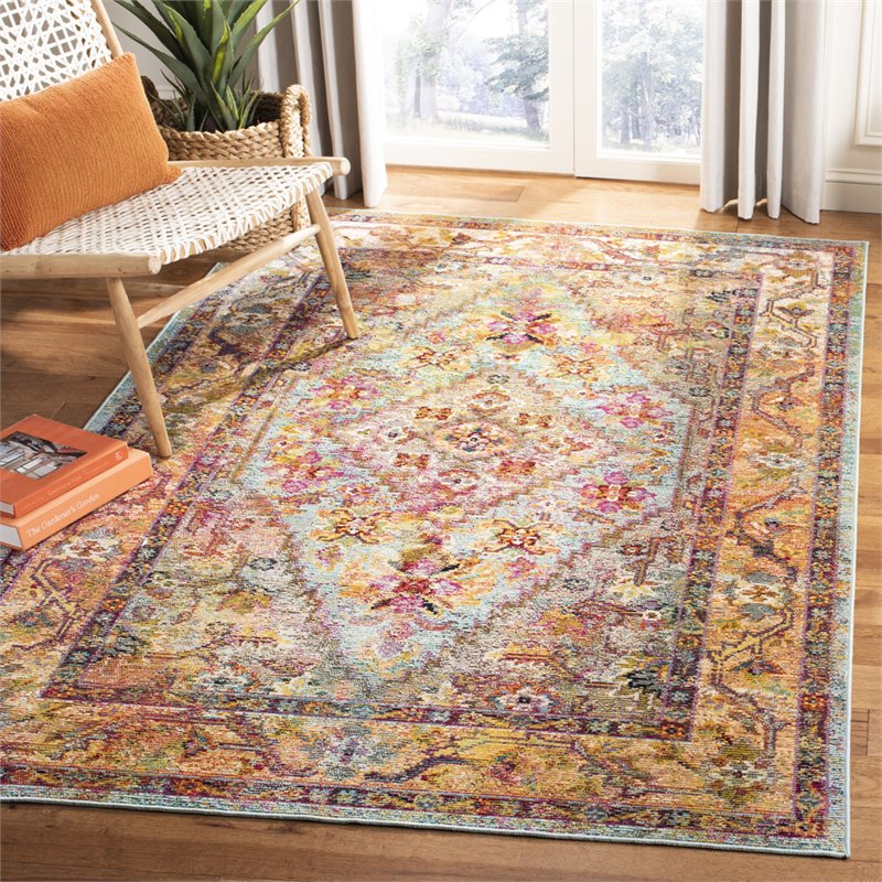 Safavieh Crystal 10' x 14' Rug in Light Blue and Orange