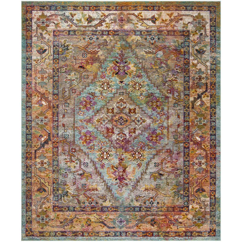 Safavieh Crystal 10' x 14' Rug in Light Blue and Orange