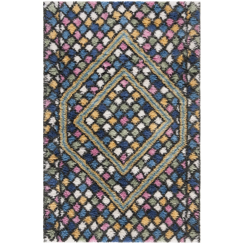 Safavieh Casablanca 4' x 6' Hand Tufted Wool Rug in Blue and Gold