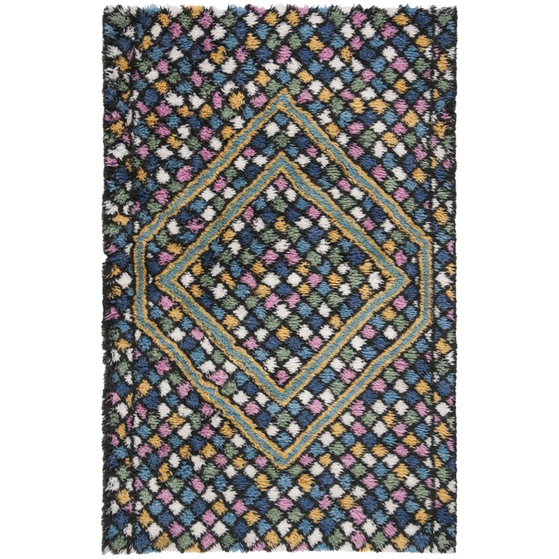 Safavieh Casablanca 5' x 8' Hand Tufted Wool Rug in Blue and Gold