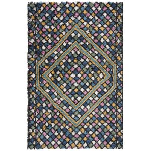Safavieh Casablanca 5' x 8' Hand Tufted Wool Rug in Blue and Gold