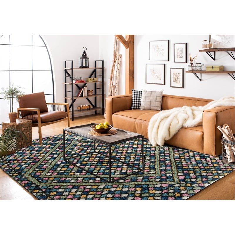 Safavieh Casablanca 8' x 10' Hand Tufted Wool Rug in Blue and Gold
