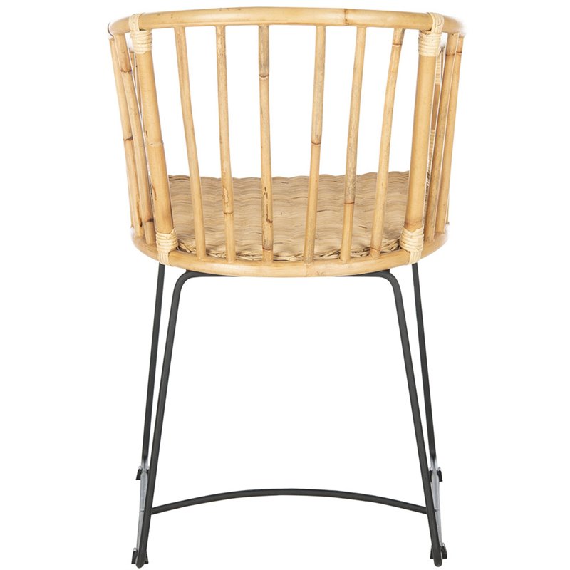 Safavieh Siena Rattan Dining Arm Chair in Natural and Black