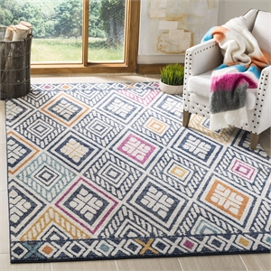 Safavieh Evoke 6'7&quot Square Rug in Navy and Ivory