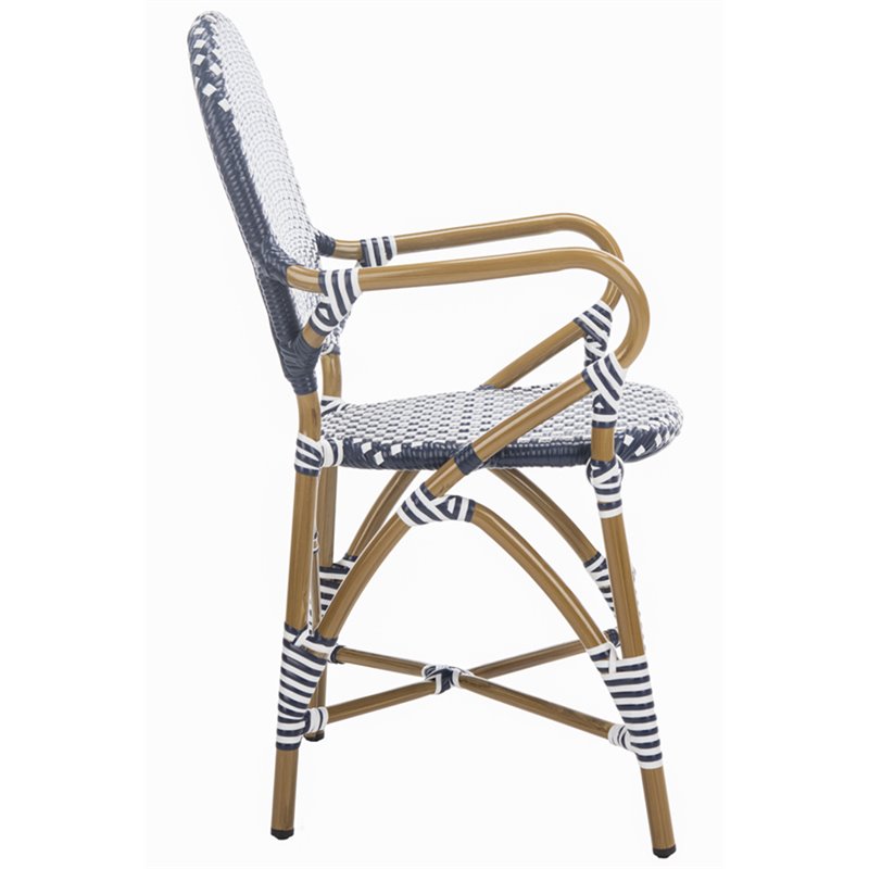 Safavieh Hooper Wicker Patio Dining Side Chair in Navy (Set of 2)