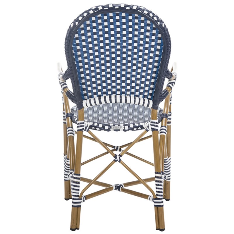 Safavieh Hooper Wicker Patio Dining Side Chair in Navy (Set of 2)