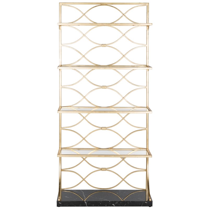 Safavieh Spano 5 Shelf Glass Bookcase in Gold and Black