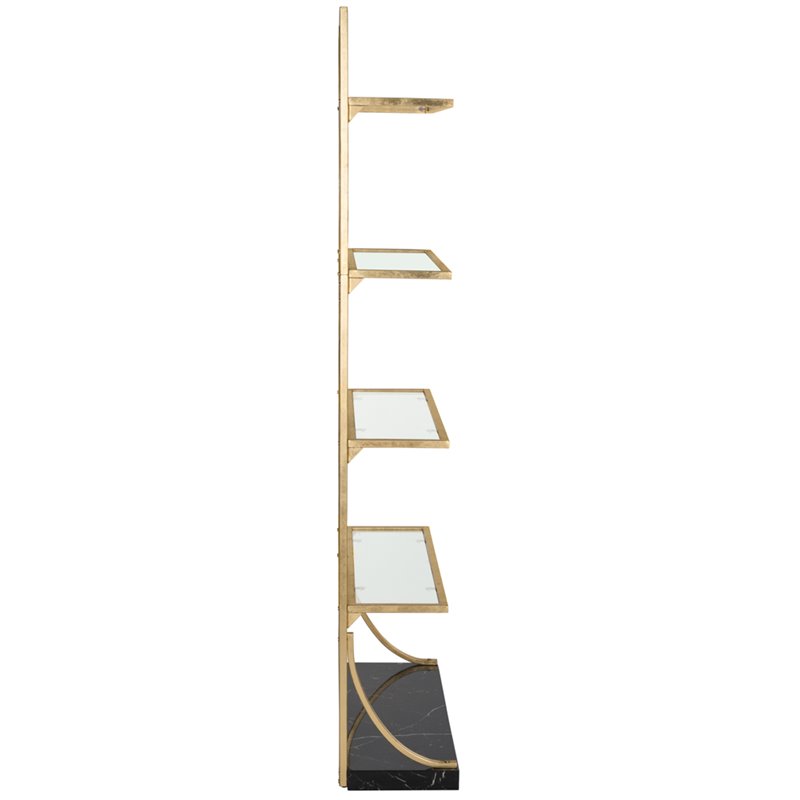 Safavieh Spano 5 Shelf Glass Bookcase in Gold and Black