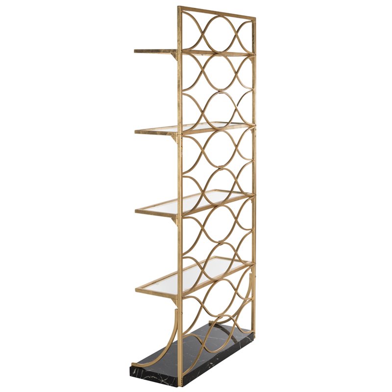 Safavieh Spano 5 Shelf Glass Bookcase in Gold and Black