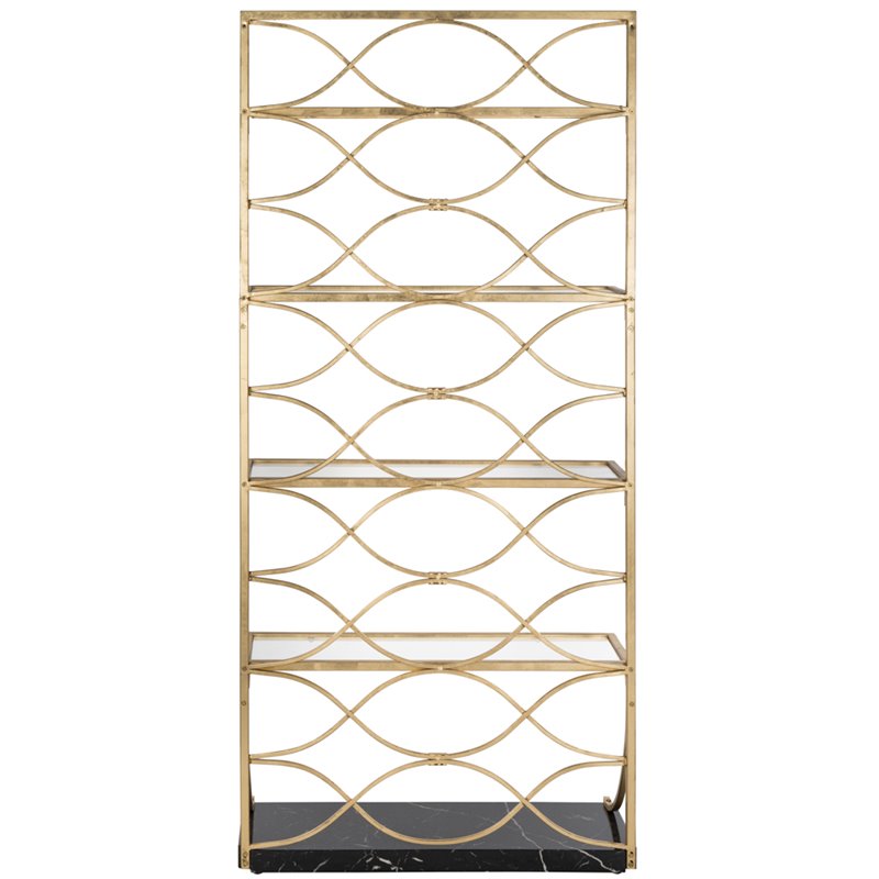 Safavieh Spano 5 Shelf Glass Bookcase in Gold and Black