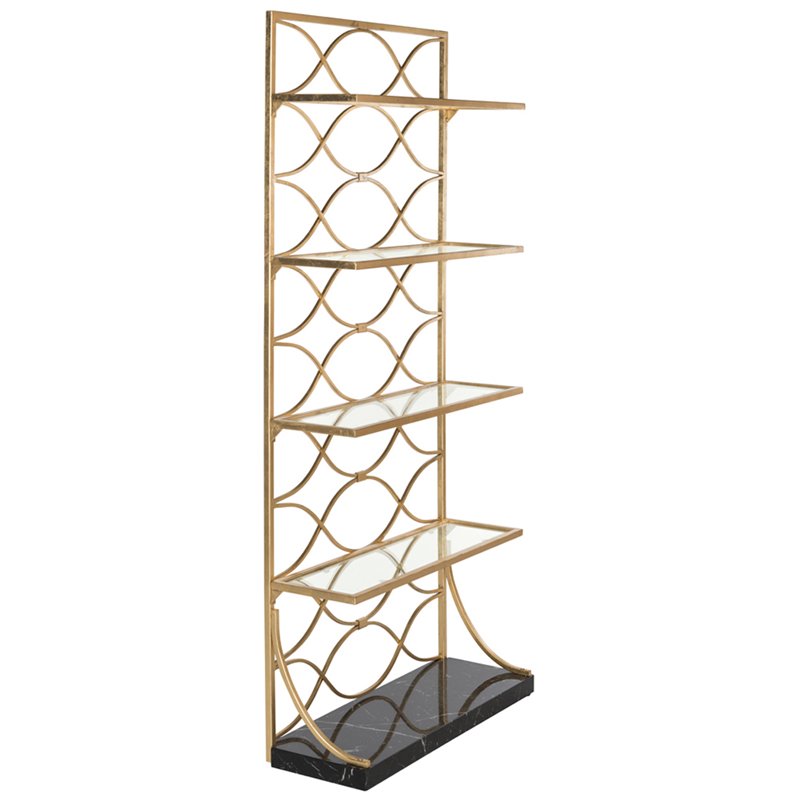 Safavieh Spano 5 Shelf Glass Bookcase in Gold and Black