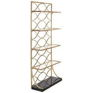 Safavieh Spano 5 Shelf Glass Bookcase in Gold and Black