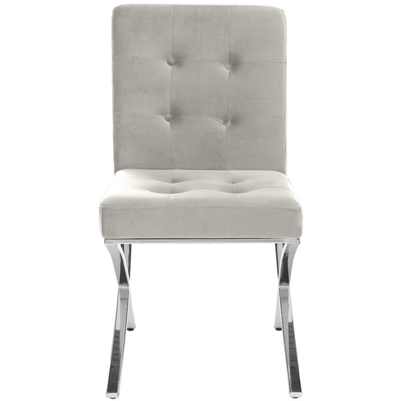 Safavieh Walsh Tufted Dining Side Chair in Gray and Chrome