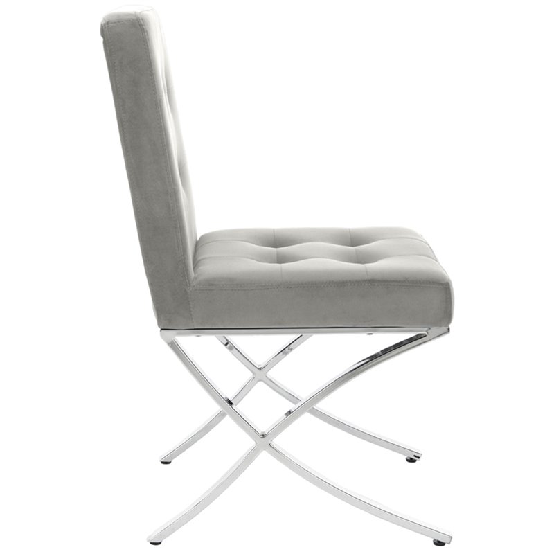 Safavieh Walsh Tufted Dining Side Chair in Gray and Chrome