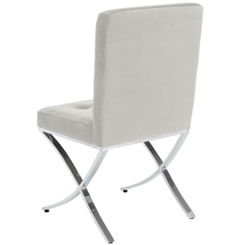 Safavieh Walsh Tufted Dining Side Chair in Gray and Chrome