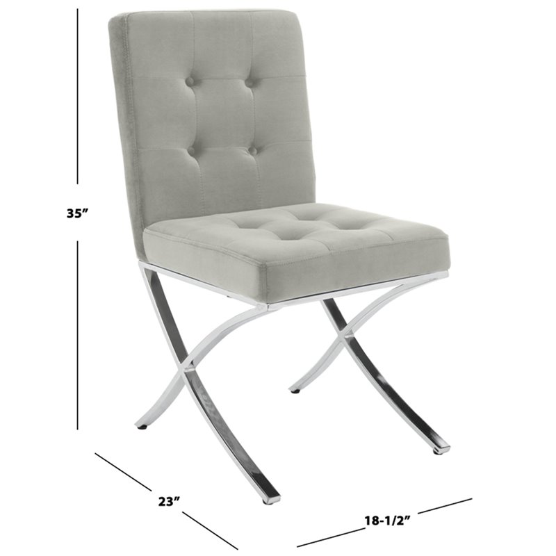 Safavieh Walsh Tufted Dining Side Chair in Gray and Chrome