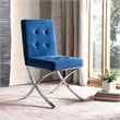 Safavieh Walsh Tufted Dining Side Chair in Navy and Chrome
