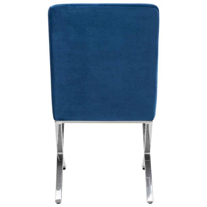 Safavieh Walsh Tufted Dining Side Chair in Navy and Chrome