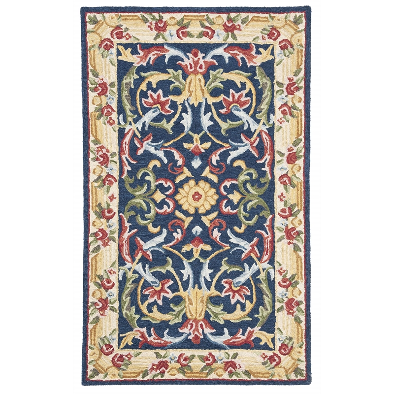 Safavieh Heritage 3' x 5' Hand Tufted Wool Rug in Navy and Ivory