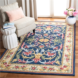 Safavieh Heritage 4' x 6' Hand Tufted Wool Rug in Navy and Ivory