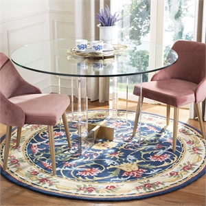 Safavieh Heritage 6' Round Hand Tufted Wool Rug in Navy and Ivory