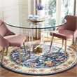 Safavieh Heritage 6' Round Hand Tufted Wool Rug in Navy and Ivory