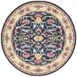 Safavieh Heritage 6' Round Hand Tufted Wool Rug in Navy and Ivory