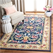 Safavieh Heritage 6' Square Hand Tufted Wool Rug in Navy and Ivory