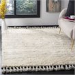 Safavieh Kenya 6' x 9' Hand Knotted Shag Wool Rug in Ivory and Gray