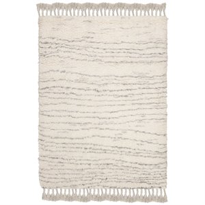 Safavieh Kenya 8' x 10' Hand Knotted Shag Wool Rug in Ivory and Gray
