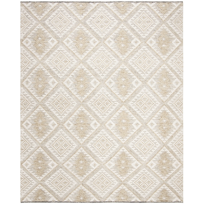 Safavieh Kenya 9' x 12' Hand Knotted Shag Wool Rug in Ivory and Gold
