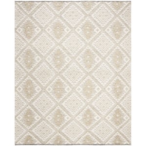 Safavieh Kenya 9' x 12' Hand Knotted Shag Wool Rug in Ivory and Gold