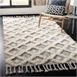 Safavieh Kenya 6' x 9' Hand Knotted Shag Wool Rug in Gray and Ivory