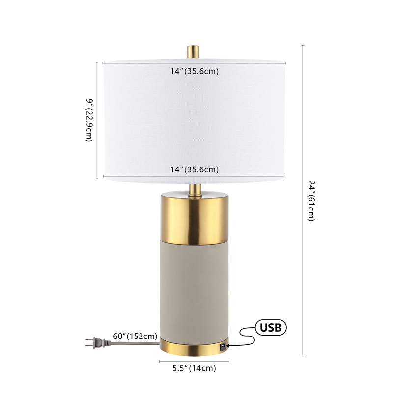Safavieh Oliver Table Lamp in Gray and Gold (Set of 2)