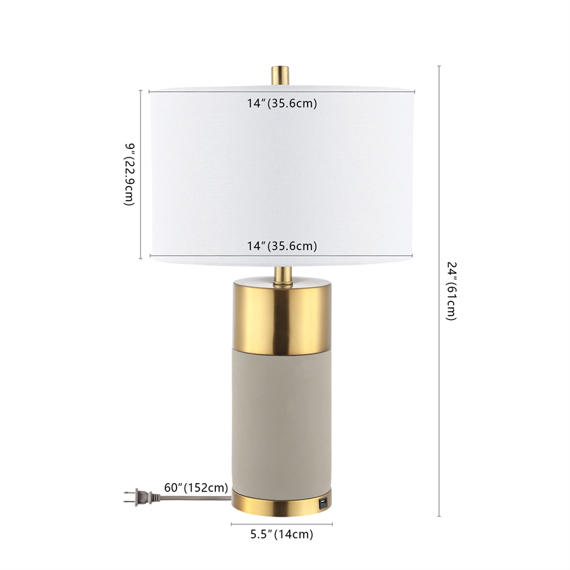 Safavieh Oliver Table Lamp in Gray and Gold (Set of 2)