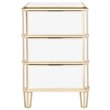Safavieh Giana 3 Drawer Mirrored Nightstand in Gold