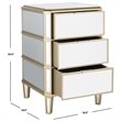 Safavieh Giana 3 Drawer Mirrored Nightstand in Gold