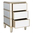 Safavieh Giana 3 Drawer Mirrored Nightstand in Gold