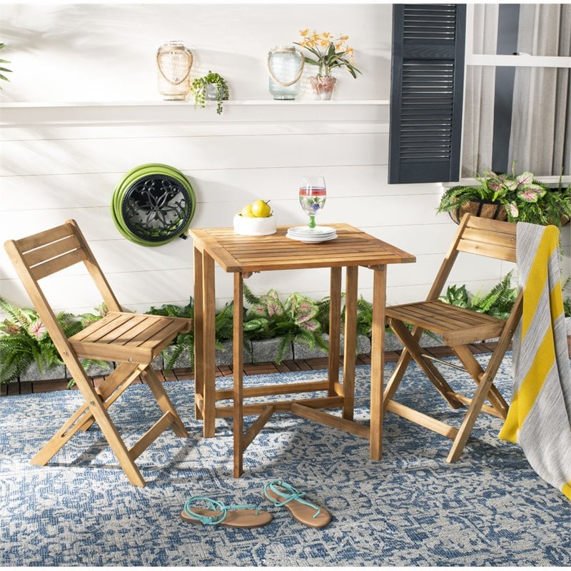 Safavieh Gallo 3 Piece Patio Dining Set in Natural