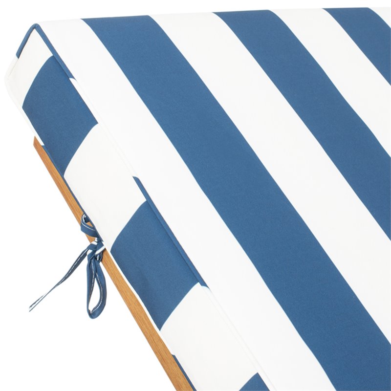 Safavieh Newport Mobile Patio Chaise Lounge in Navy and White