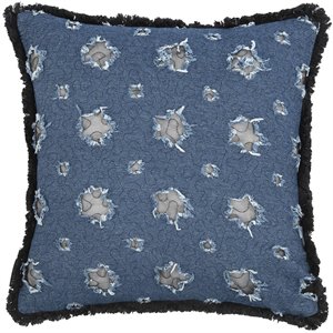 Safavieh Tosh 16&quot x 16&quot Throw Pillow in Navy and Black