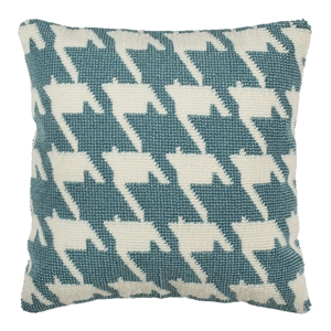 Safavieh Hanne Houndstooth 20&quot x 20&quot Throw Pillow in Blue and Cream