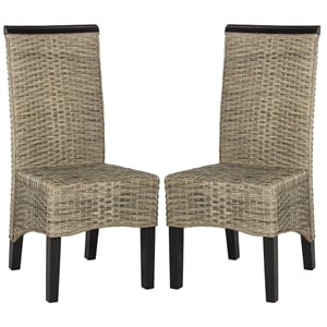 Safavieh Ilya Wicker Dining Side Chair in Brown (Set of 2)